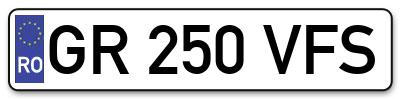 Placuta inmatriculare numar auto  GR-250-VFS, GR 250 VFS, GR250VFS