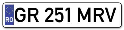 Placuta inmatriculare numar auto  GR-251-MRV, GR 251 MRV, GR251MRV