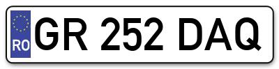 Placuta inmatriculare numar auto  GR-252-DAQ, GR 252 DAQ, GR252DAQ