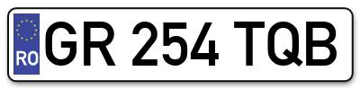 Placuta inmatriculare numar auto  GR-254-TQB, GR 254 TQB, GR254TQB