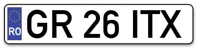 Placuta inmatriculare numar auto  GR-26-ITX, GR 26 ITX, GR26ITX