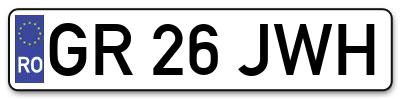 Placuta inmatriculare numar auto  GR-26-JWH, GR 26 JWH, GR26JWH