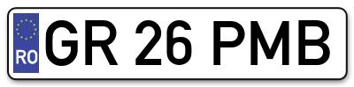 Placuta inmatriculare numar auto  GR-26-PMB, GR 26 PMB, GR26PMB