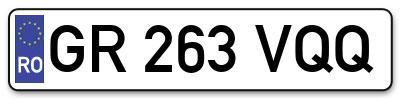 Placuta inmatriculare numar auto  GR-263-VQQ, GR 263 VQQ, GR263VQQ