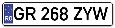 Placuta inmatriculare numar auto  GR-268-ZYW, GR 268 ZYW, GR268ZYW