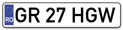 Placuta inmatriculare numar auto  GR-27-HGW, GR 27 HGW, GR27HGW
