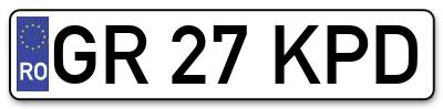 Placuta inmatriculare numar auto  GR-27-KPD, GR 27 KPD, GR27KPD