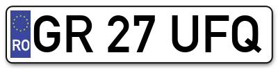 Placuta inmatriculare numar auto  GR-27-UFQ, GR 27 UFQ, GR27UFQ