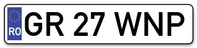 Placuta inmatriculare numar auto  GR-27-WNP, GR 27 WNP, GR27WNP