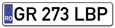 Placuta inmatriculare numar auto  GR-273-LBP, GR 273 LBP, GR273LBP