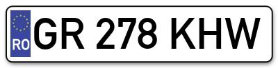 Placuta inmatriculare numar auto  GR-278-KHW, GR 278 KHW, GR278KHW