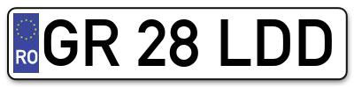 Placuta inmatriculare numar auto  GR-28-LDD, GR 28 LDD, GR28LDD