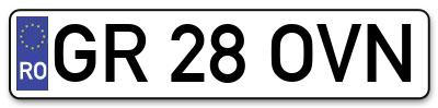 Placuta inmatriculare numar auto  GR-28-OVN, GR 28 OVN, GR28OVN