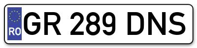 Placuta inmatriculare numar auto  GR-289-DNS, GR 289 DNS, GR289DNS