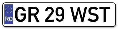 Placuta inmatriculare numar auto  GR-29-WST, GR 29 WST, GR29WST