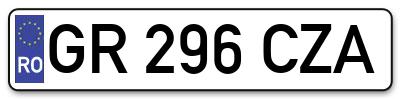 Placuta inmatriculare numar auto  GR-296-CZA, GR 296 CZA, GR296CZA