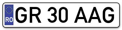 Placuta inmatriculare numar auto  GR-30-AAG, GR 30 AAG, GR30AAG