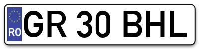 Placuta inmatriculare numar auto  GR-30-BHL, GR 30 BHL, GR30BHL