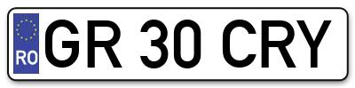 Placuta inmatriculare numar auto  GR-30-CRY, GR 30 CRY, GR30CRY