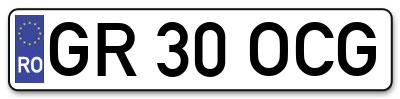 Placuta inmatriculare numar auto  GR-30-OCG, GR 30 OCG, GR30OCG