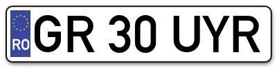 Placuta inmatriculare numar auto  GR-30-UYR, GR 30 UYR, GR30UYR