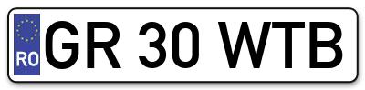 Placuta inmatriculare numar auto  GR-30-WTB, GR 30 WTB, GR30WTB