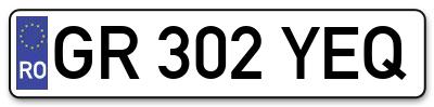 Placuta inmatriculare numar auto  GR-302-YEQ, GR 302 YEQ, GR302YEQ