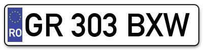 Placuta inmatriculare numar auto  GR-303-BXW, GR 303 BXW, GR303BXW