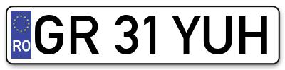 Placuta inmatriculare numar auto  GR-31-YUH, GR 31 YUH, GR31YUH