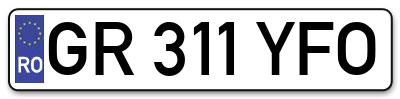 Placuta inmatriculare numar auto  GR-311-YFO, GR 311 YFO, GR311YFO