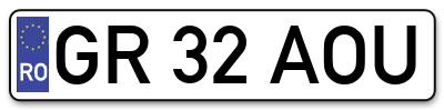 Placuta inmatriculare numar auto  GR-32-AOU, GR 32 AOU, GR32AOU