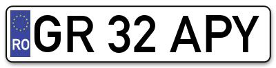 Placuta inmatriculare numar auto  GR-32-APY, GR 32 APY, GR32APY