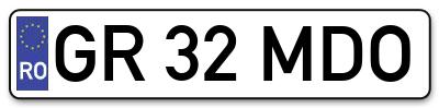 Placuta inmatriculare numar auto  GR-32-MDO, GR 32 MDO, GR32MDO