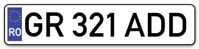 Placuta inmatriculare numar auto  GR-321-ADD, GR 321 ADD, GR321ADD