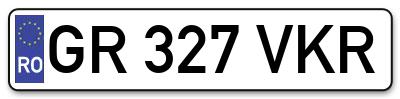 Placuta inmatriculare numar auto  GR-327-VKR, GR 327 VKR, GR327VKR