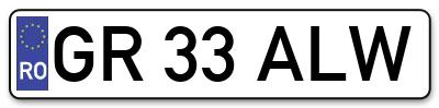 Placuta inmatriculare numar auto  GR-33-ALW, GR 33 ALW, GR33ALW