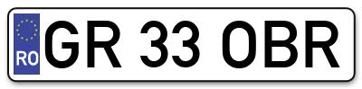 Placuta inmatriculare numar auto  GR-33-OBR, GR 33 OBR, GR33OBR