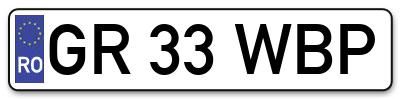 Placuta inmatriculare numar auto  GR-33-WBP, GR 33 WBP, GR33WBP