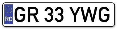 Placuta inmatriculare numar auto  GR-33-YWG, GR 33 YWG, GR33YWG