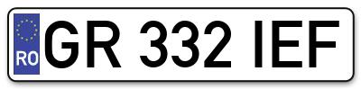 Placuta inmatriculare numar auto  GR-332-IEF, GR 332 IEF, GR332IEF