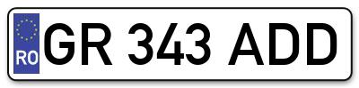 Placuta inmatriculare numar auto  GR-343-ADD, GR 343 ADD, GR343ADD