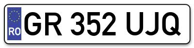 Placuta inmatriculare numar auto  GR-352-UJQ, GR 352 UJQ, GR352UJQ