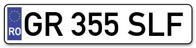 Placuta inmatriculare numar auto  GR-355-SLF, GR 355 SLF, GR355SLF