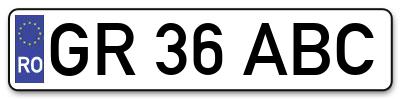 Placuta inmatriculare numar auto  GR-36-ABC, GR 36 ABC, GR36ABC