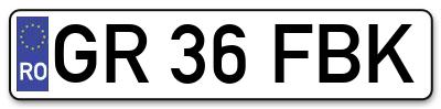 Placuta inmatriculare numar auto  GR-36-FBK, GR 36 FBK, GR36FBK