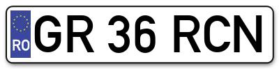 Placuta inmatriculare numar auto  GR-36-RCN, GR 36 RCN, GR36RCN