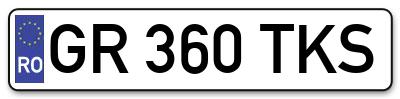 Placuta inmatriculare numar auto  GR-360-TKS, GR 360 TKS, GR360TKS