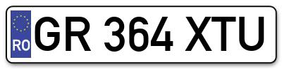 Placuta inmatriculare numar auto  GR-364-XTU, GR 364 XTU, GR364XTU