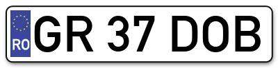 Placuta inmatriculare numar auto  GR-37-DOB, GR 37 DOB, GR37DOB