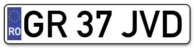 Placuta inmatriculare numar auto  GR-37-JVD, GR 37 JVD, GR37JVD